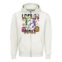 Oatmeal Heather Let's go ghouls Zipper Hoodie - NancyCooperArtShop