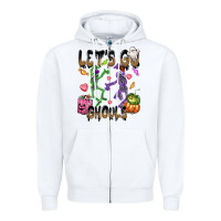 White Let's go ghouls Zipper Hoodie - NancyCooperArtShop