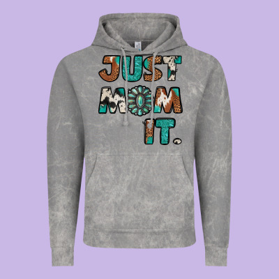 Just Mom It Cowhide Turquoise Vintage Hoodie Designed By Jasminsmagicworld