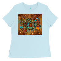 Baby Blue grateful thankful blessed turkey Ladies Tee - JahusDesignShop