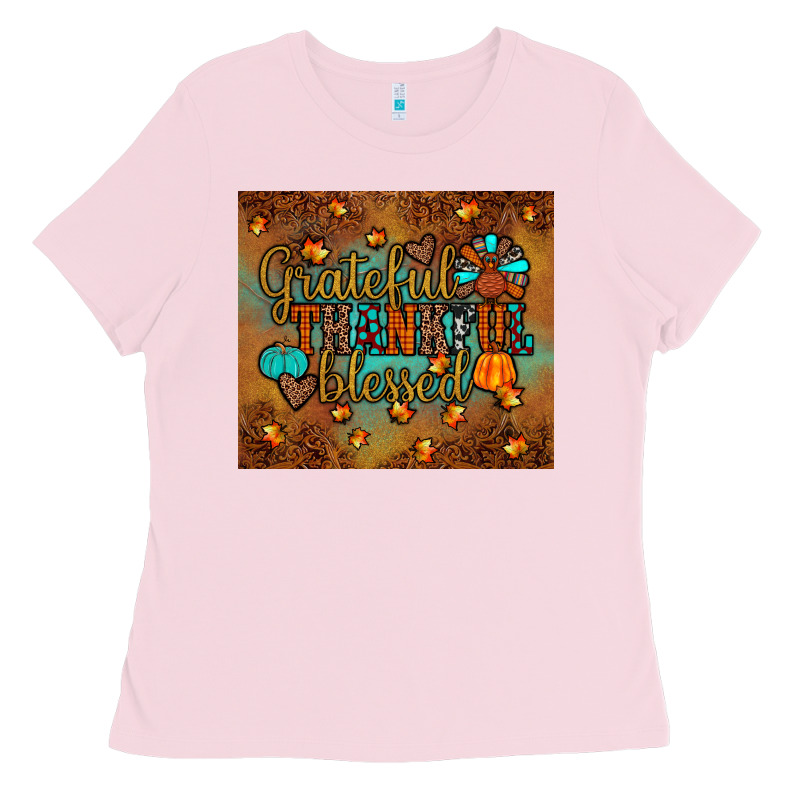 Grateful Thankful Blessed Turkey Ladies Tee by JahusDesignShop | Teevron