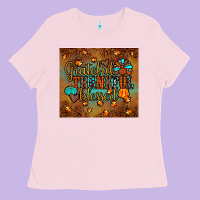 Grateful Thankful Blessed Turkey Ladies Tee Designed By Jahusdesignshop