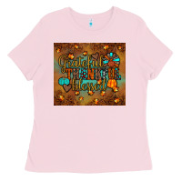 Bubblegum Pink grateful thankful blessed turkey Ladies Tee - JahusDesignShop