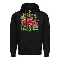 Black Merry Christmas truck Zipper Hoodie - texasbilliewilder