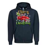 Navy Merry Christmas truck Zipper Hoodie - texasbilliewilder