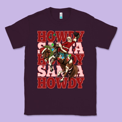 Howdy Santa Cowboy Christmas Classic Tee Designed By Maliassmallbusiness