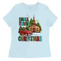 Baby Blue small town christmas church western truck Ladies Tee - AdoDesignShop