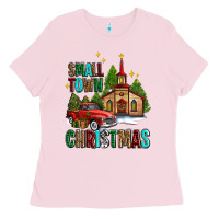Bubblegum Pink small town christmas church western truck Ladies Tee - AdoDesignShop