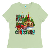 Matcha small town christmas church western truck Ladies Tee - AdoDesignShop