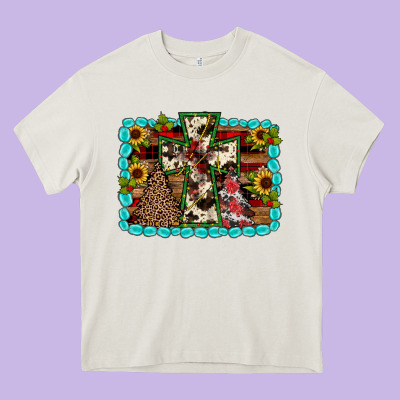 Christmas Cross Heavy Core Tee Designed By Jahusdesignshop