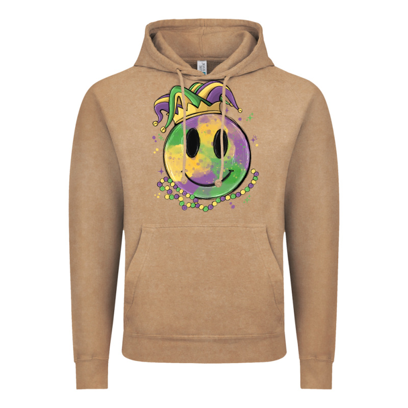 Smiley Face Mardi Gras Vintage Hoodie by MaliasSmallBusiness | Teevron
