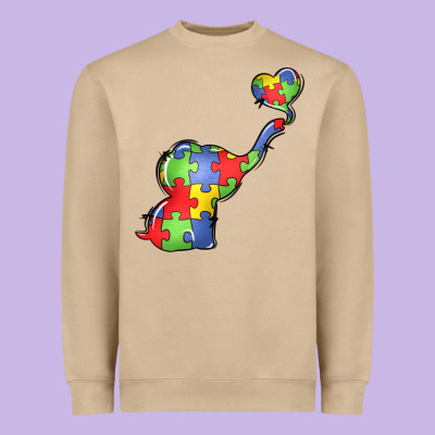 Autism Awareness Elephant Heavyweight Sweatshirt Designed By Lillyallendesigns
