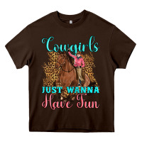 Chocolate Brown cowgirls just wanna have fun Heavy Core Tee - Artiststas
