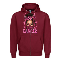 Burgundy lets beat cancer afro messy bun Zipper Hoodie - texasbilliewilder