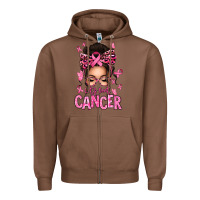 Chestnut lets beat cancer afro messy bun Zipper Hoodie - texasbilliewilder