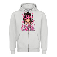 Dove Grey lets beat cancer afro messy bun Zipper Hoodie - texasbilliewilder