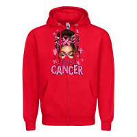 Red lets beat cancer afro messy bun Zipper Hoodie - texasbilliewilder