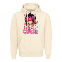 Lets Beat Cancer Afro Messy Bun Zipper Hoodie | Teevron
