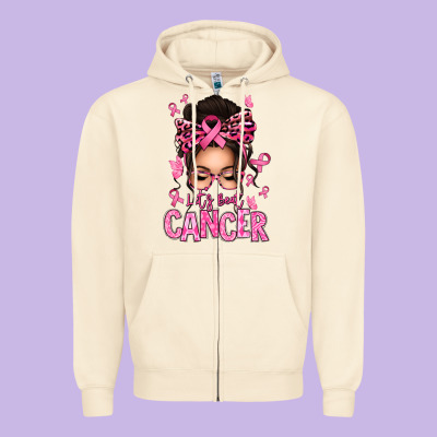 Lets Beat Cancer Afro Messy Bun Zipper Hoodie Designed By Texasbilliewilder