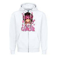White lets beat cancer afro messy bun Zipper Hoodie - texasbilliewilder