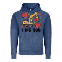 Vintage Denim i dig you valentines excavator Vintage Hoodie - MaliasSmallBusiness