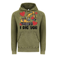 Vintage Olive i dig you valentines excavator Vintage Hoodie - MaliasSmallBusiness
