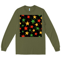 Army Green african color stars seamless pattern Long Sleeve Tee - BundleAndBundleShop