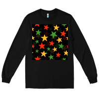 Black african color stars seamless pattern Long Sleeve Tee - BundleAndBundleShop