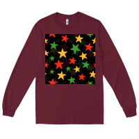 Burgundy african color stars seamless pattern Long Sleeve Tee - BundleAndBundleShop