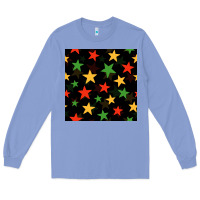 Colony Blue african color stars seamless pattern Long Sleeve Tee - BundleAndBundleShop