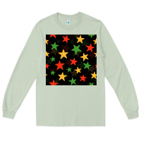 Matcha african color stars seamless pattern Long Sleeve Tee - BundleAndBundleShop