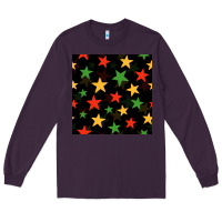 Plum african color stars seamless pattern Long Sleeve Tee - BundleAndBundleShop