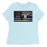 Baby Blue thin blue line police car sippy cup Ladies Tee - Artiststas
