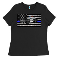 Black thin blue line police car sippy cup Ladies Tee - Artiststas