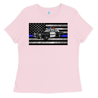 Bubblegum Pink thin blue line police car sippy cup Ladies Tee - Artiststas