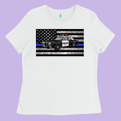 Thin Blue Line Police Car Sippy Cup Ladies Tee Designed By Artiststas