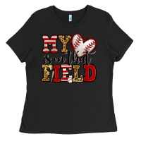 Black my heart is on that field baseball Ladies Tee - Jasminsmagicworld
