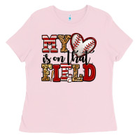 Bubblegum Pink my heart is on that field baseball Ladies Tee - Jasminsmagicworld