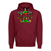 Burgundy custom name christmas elf Zipper Hoodie - texasbilliewilder