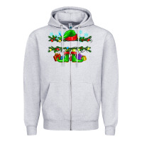 Heather Grey custom name christmas elf Zipper Hoodie - texasbilliewilder
