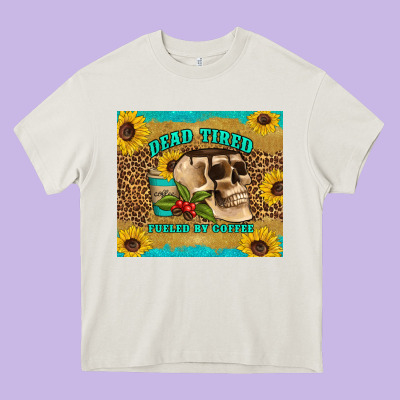Dead Tired Fueled By Coffee Heavy Core Tee Designed By Artiststas