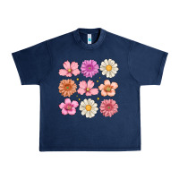 Navy flowers Urban Heavy Tee - MaliasSmallBusiness
