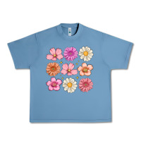 Pebble Blue flowers Urban Heavy Tee - MaliasSmallBusiness