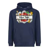 Navy floral teacher custom name Heavyweight Hoodie - CowGirlArtShop