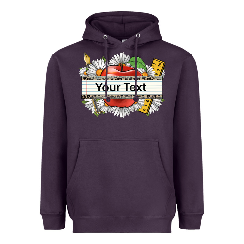 Floral Teacher Custom Name Heavyweight Hoodie by CowGirlArtShop | Teevron