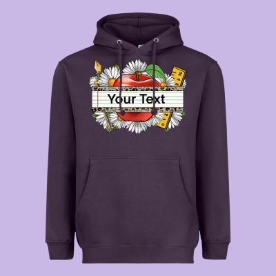 Floral Teacher Custom Name Heavyweight Hoodie Designed By Cowgirlartshop