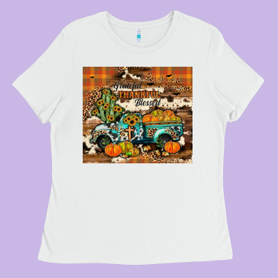 Grateful Thankful Blessed Ladies Tee Designed By Jahusdesignshop
