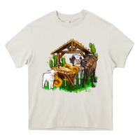 Cream jesus holy night cows and sunflowers Heavy Core Tee - AdoDesignShop