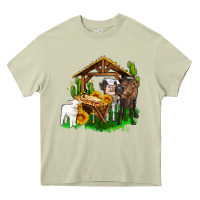 Mossy jesus holy night cows and sunflowers Heavy Core Tee - AdoDesignShop
