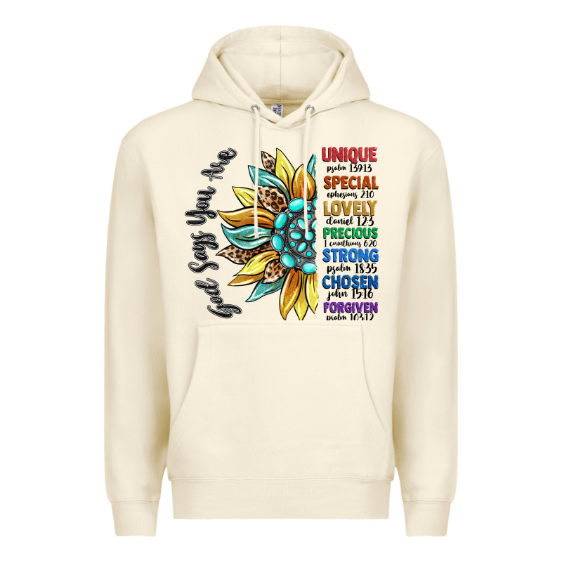 God Says You Are Unique Premium Hoodie by CowGirlArtShop | Teevron